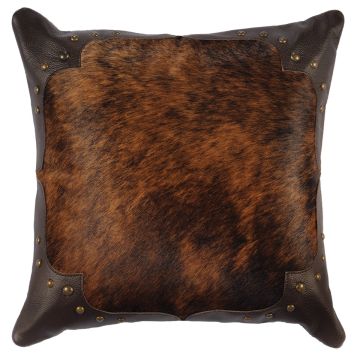 Dark Brindle Leather Corner Decor Pillow