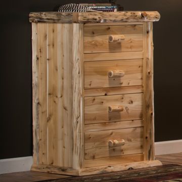 Cedar Lake Lodge 4 Drawer Log Chest--Clear finish