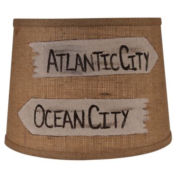 Rustic Personalized Sign Brown Burlap Drum Lampshades