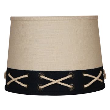 Rustic Roped Navy Banded White Lampshades