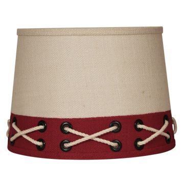 Rustic Roped Red Banded White Lampshades