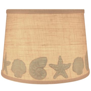 Rustic Jade Seashell Silhouette White Burlap Lampshades