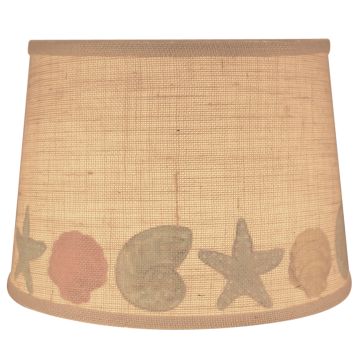 Vibrant Seashell Silhouette White Burlap Lampshades