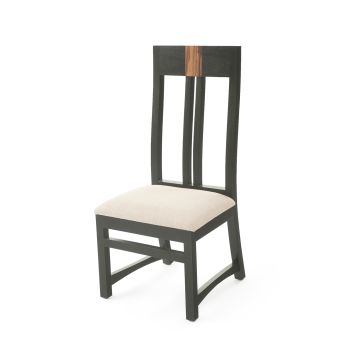 Urban Rustic Runway Dining Chair - Upholstered Cream Linen seat