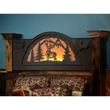 Barnwood Deer Silhouette Headboard