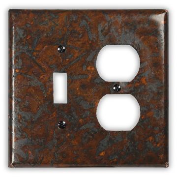 Distressed Dark 1 Toggle 1 Outlet Copper Switch Plate