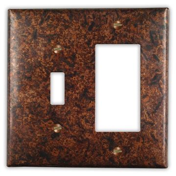 Distressed Dark 1 Toggle 1 Rocker/GFI Copper Switch Plate