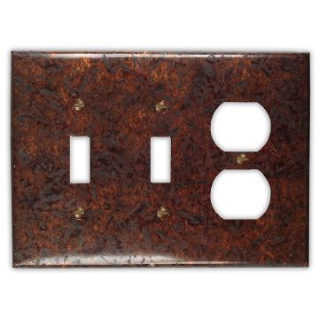 Distressed Dark 2 Toggle 1 Outlet Copper Switch Plate