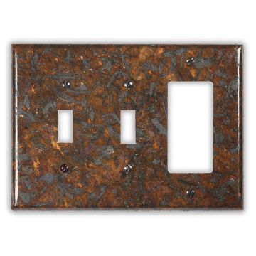 Distressed Dark 2 Toggle 1 Rocker/GFI Copper Switch Plate