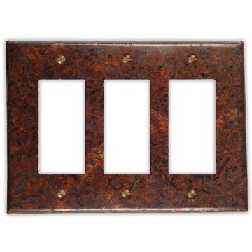 Distressed Dark 3 Rocker/GFI Copper Switch Plate