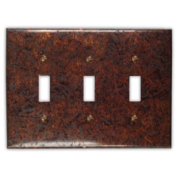 Distressed Dark 3 Toggle Copper Switch Plate