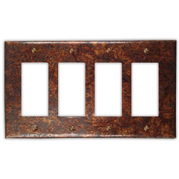 Distressed Dark 4 Rocker/GFI Copper Switch Plate