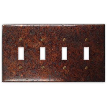 Distressed Dark 4 Toggle Copper Switch Plate