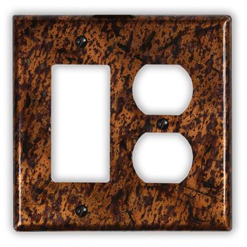 Distressed Light 1 Rocker/GFI 1 Outlet Copper Switch Plate
