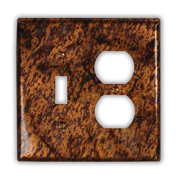 Distressed Light 1 Toggle 1 Outlet Copper Switch Plate
