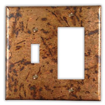 Distressed Light 1 Toggle 1 Rocker/GFI Copper Switch Plate