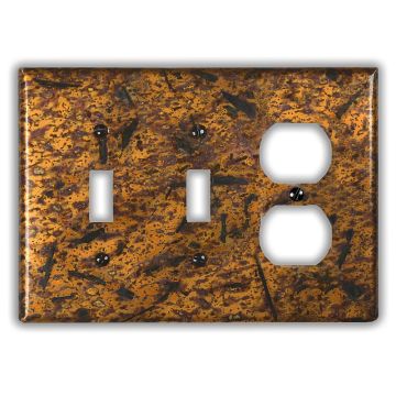 Distressed Light 2 Toggle 1 Outlet Copper Switch Plate