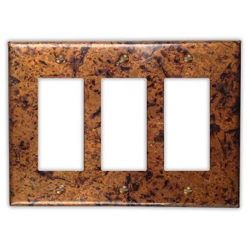 Distressed Light 3 Outlet Copper Switch Plate