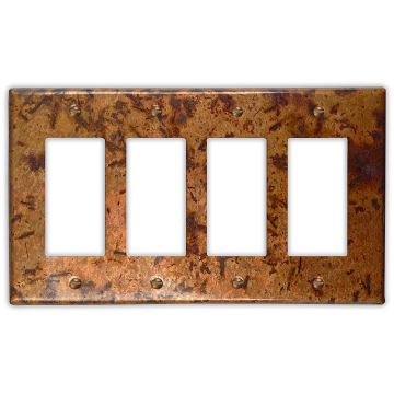Distressed Light 4 Rocker/GFI Copper Switch Plate