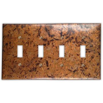 Distressed Light 4 Toggle Copper Switch Plate
