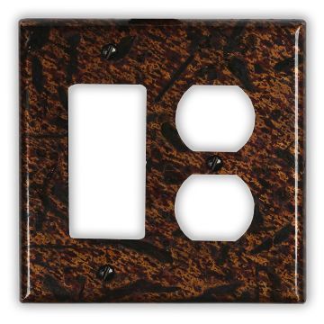 Distressed Medium 1 Rocker/GFI1 Outlet Copper Switch Plate