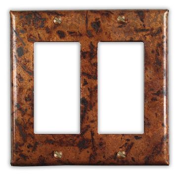  Distressed Medium 2 Rocker/GFI Copper Switch Plate