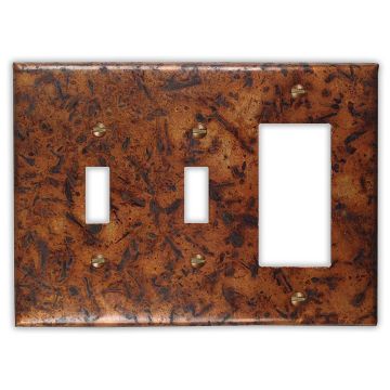 Distressed Medium 2 Toggle 1 Rocker/GFI Copper Switch Plate