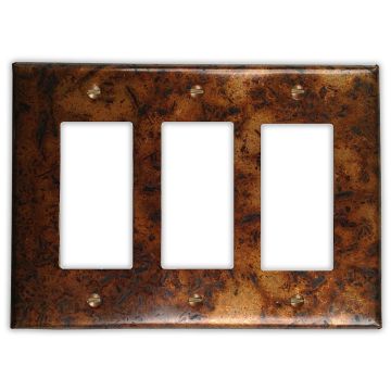 Distressed Medium 3 Rocker/GFI Copper Switch Plate
