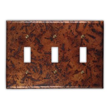 Distressed Medium 3 Toggle Copper Switch Plate