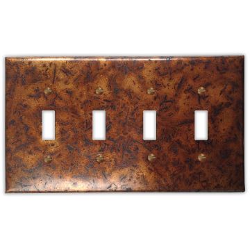 Distressed Medium 4 Toggle Copper Switch Plate