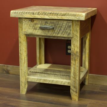 Rural Root 1 Drawer Weathered Wood Nightstand--Clear finish