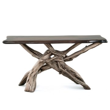 Uptown Rustic Driftwood Sofa Table - Jacobean Maple Top