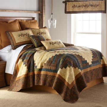 Cabin Raising Pine Cone Cotton Quilt