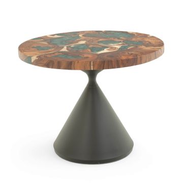 Rustic Epoxy Round Dining Table, Shown with Green Epoxy