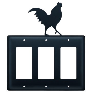 Wrought Iron Rooster Triple GFI Cover