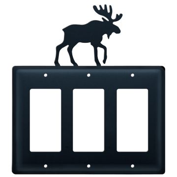 Wrought Iron Moose Triple GFI Cover