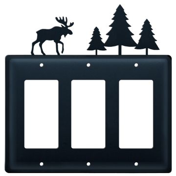 Wrought Iron Moose & Pine Triple GFI Cover