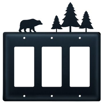 Wrought Iron Bear & Pine Triple GFI Cover