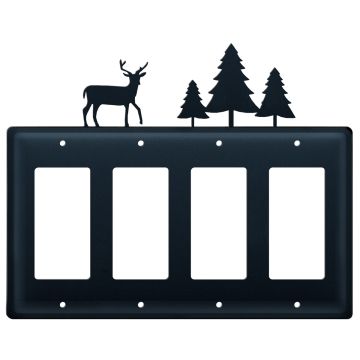 Wrought Iron Deer & Pine Quad GFI Cover