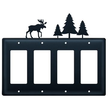 Wrought Iron Moose & Pine Quad GFI Cover