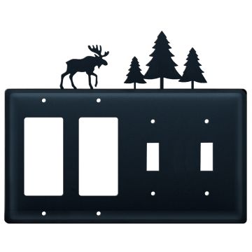 Wrought Iron Moose & Pine Quad GFI/GFI/Switch/Switch Cover