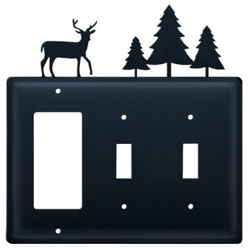 Wrought Iron Deer & Pine Triple GFI/Switch/Switch Cover