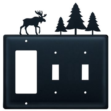 Wrought Iron Moose & Pine Triple GFI/Switch/Switch Cover