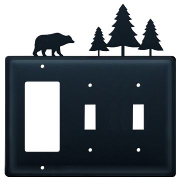 Wrought Iron Bear & Pine Triple GFI/Switch/Switch Cover