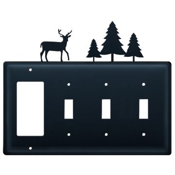 Wrought Iron Deer & Pine Quad GFI/Switch/Switch/Switch Cover