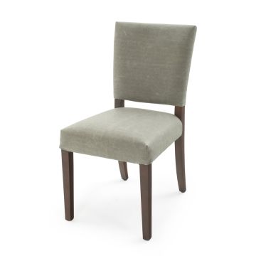 Elegant Angled Back Dining Chair - Pencil Grey Leather
