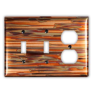 Enchantment Horizontal 2 Toggle 1 Outlet Copper Switch Plate