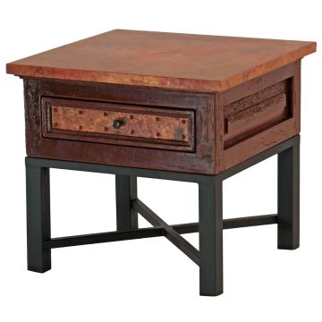 Copenhagen Hammered Copper 1 Drawer End Table