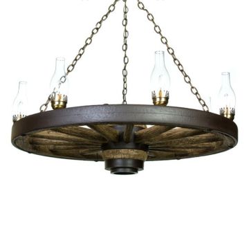 Faux Large Wagon Wheel Chandelier