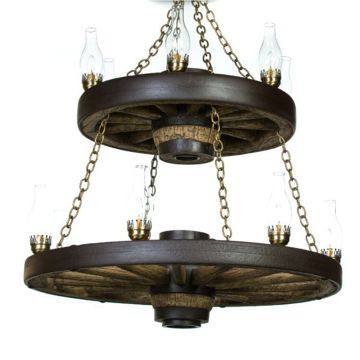 Faux Double Wagon Wheel Chandelier